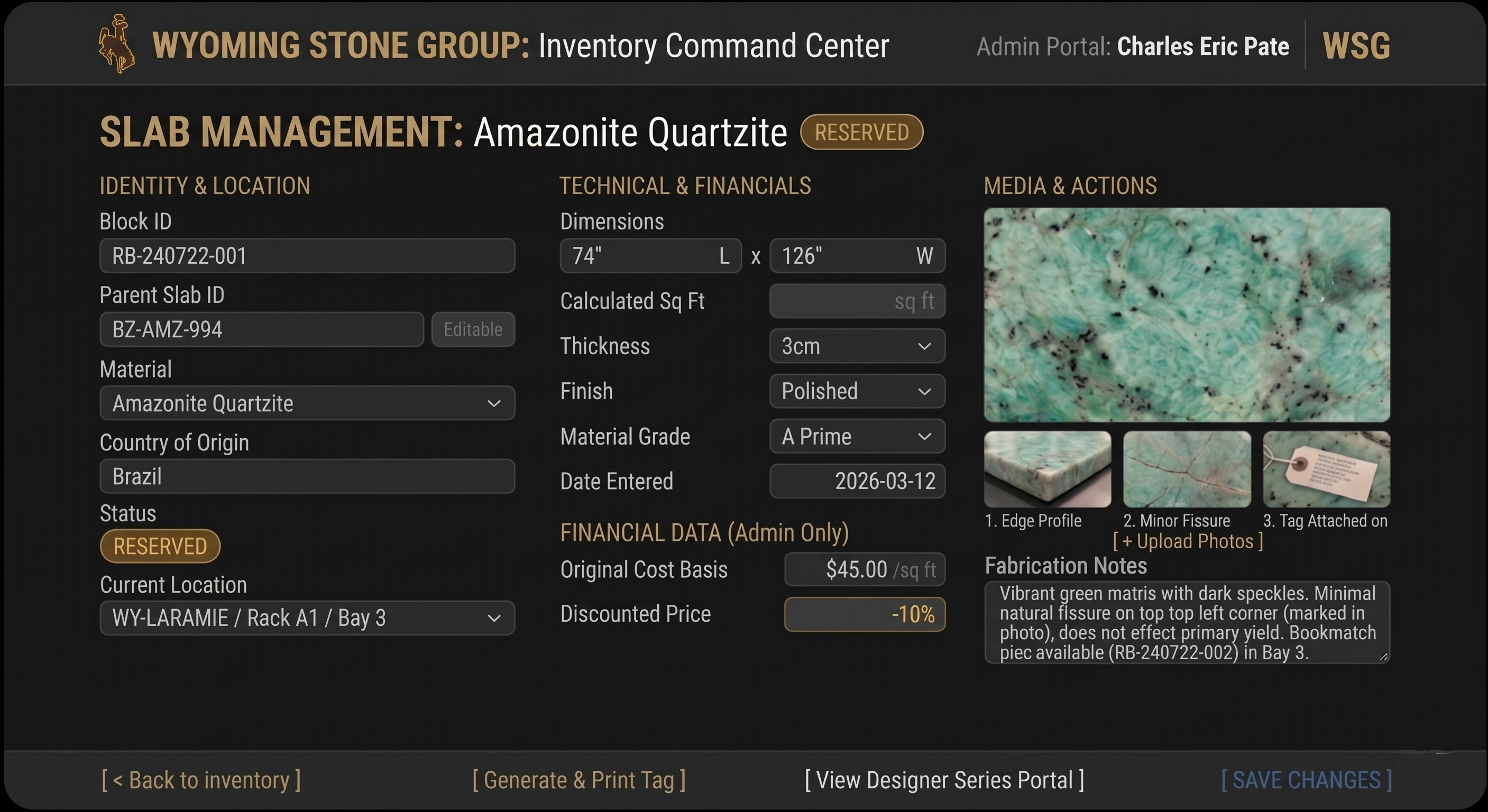 Wyoming Stone Group Admin Portal